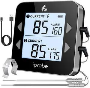Dual Probe Rechargeable & Waterproof Digital Meat Thermometer for Food - Large LCD Backlight Cooking Thermometer for Kitchen Smoker Oven Grill BBQ Candy Dual Probe Rechargeable & Waterproof Digital Meat Thermometer for Food - Large LCD Backlight Cooking Thermometer for Kitchen Smoker Oven Grill BBQ Candy