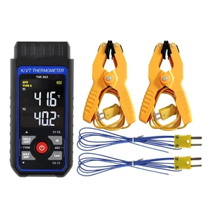 HVAC Thermocouple Thermometer Digital Temperature Meter with 2 Clamps & 2 Wired Thermocouple Probes, Dual-Channel Alarm & ADJ Compensation (-328~2500 Range) HVAC Thermocouple Thermometer Digital Temperature Meter with 2 Clamps & 2 Wired Thermocouple Probes, Dual-Channel Alarm & ADJ Compensation (-328~2500 Range)