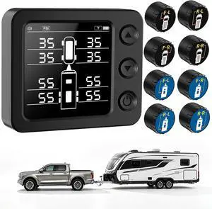 Wireless RV TPMS Tire Pressure Monitoring System with 8 Sensors(Max. 10) Wireless RV TPMS Tire Pressure Monitoring System with 8 Sensors(Max. 10)