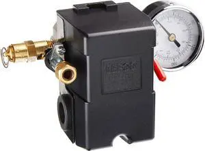 26 AMP H/D PRESSURE SWITCH AIR COMPRESSOR 145-175 4 PORT w/0-200 psi Gauge & 200 psi Pop off valve 26 AMP H/D PRESSURE SWITCH AIR COMPRESSOR 145-175 4 PORT w/0-200 psi Gauge & 200 psi Pop off valve
