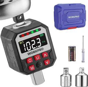 1/2" Drive Digital Torque Adapter, 7.38-147.5 ft-lb (10-200 Nm), Electronic Torque Wrench Adapter with Buzzer Alert, 1/4" & 3/8" Adapters, Batteries & Case Included 1/2" Drive Digital Torque Adapter, 7.38-147.5 ft-lb (10-200 Nm), Electronic Torque Wrench Adapter with Buzzer Alert, 1/4" & 3/8" Adapters, Batteries & Case Included