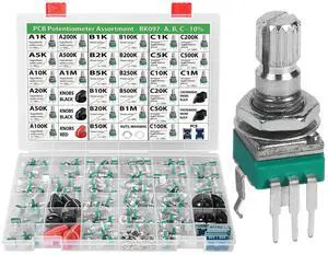 100 pcs Vertical Small 10% Tolerance 15mm Shaft 9mm Potentiometer Assortment Kit for PCB Mount 1K, 2K, 5K, 10K, 20K, 50K, 100K, 200K, 250K, 500K, 1M, Linear, logarithmic, Reverse Log 100 pcs Vertical Small 10% Tolerance 15mm Shaft 9mm Potentiometer Assortment Kit for PCB Mount 1K, 2K, 5K, 10K, 20K, 50K, 100K, 200K, 250K, 500K, 1M, Linear, logarithmic, Reverse Log