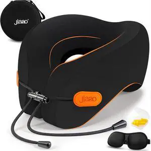Travel Pillow Memory Foam Neck Pillow for Airplanes with Adjustable Neck Support, Includes Eye Mask, Earplugs & Storage Bag - Perfect for Flights, Road Trips, and Trains Travel Pillow Memory Foam Neck Pillow for Airplanes with Adjustable Neck Support, Includes Eye Mask, Earplugs & Storage Bag - Perfect for Flights, Road Trips, and Trains