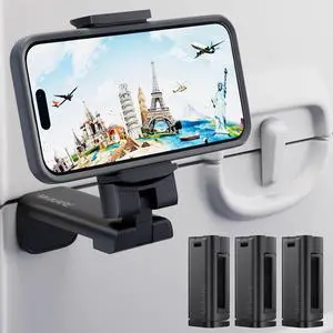 3PCS Airplane Phone Holder Mount, Plane Travel Essentials, Black 3PCS Airplane Phone Holder Mount, Plane Travel Essentials, Black