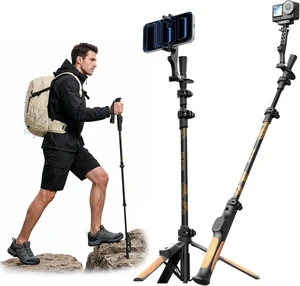 TrekShot Carbon Fiber Selfie Stick Tripod, 3-in-1 Hiking Pole TrekShot Carbon Fiber Selfie Stick Tripod, 3-in-1 Hiking Pole