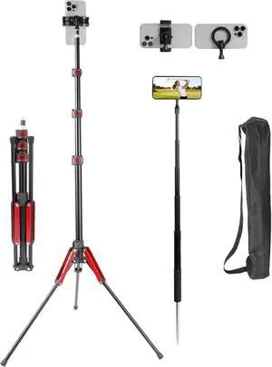 Golf Tripod & Monopod 2-in-1 Phone Stand Holder with Spike Stake, 75" Extendable Selfie Stick Tripod for Recording Golf Swing, Magnetic Ground Mount for MagSafe & Smartphones - Stable Hands-Free Video Golf Tripod & Monopod 2-in-1 Phone Stand Holder with Spike Stake, 75" Extendable Selfie Stick Tripod for Recording Golf Swing, Magnetic Ground Mount for MagSafe & Smartphones - Stable Hands-Free Video