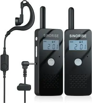 Mini Walkie Talkies 2-Pack, Two-Way Radios with Earpiece & Mic Mini Walkie Talkies 2-Pack, Two-Way Radios with Earpiece & Mic