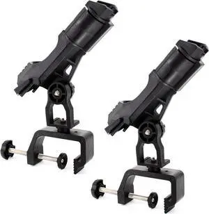 2 Pack Fishing Rod Holder, 360 Degree Adjustable Clamp, For Boat, Kayaks 2 Pack Fishing Rod Holder, 360 Degree Adjustable Clamp, For Boat, Kayaks