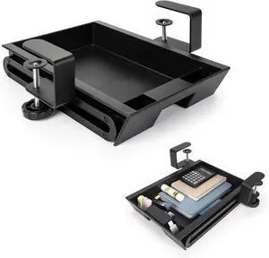 Under Desk Slide-Out Storage Drawer, Small 11.7"x8.2" Pull-Out Organizer with Smooth Sliding Rail, Adjustable C-Clamp Mount, Black Tray for Home Office & Standing Desk Under Desk Slide-Out Storage Drawer, Small 11.7"x8.2" Pull-Out Organizer with Smooth Sliding Rail, Adjustable C-Clamp Mount, Black Tray for Home Office & Standing Desk