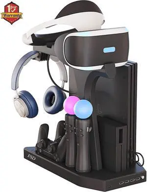 PSVR Stand Compatible with PS4 VR - PS4/Slim/Pro Cooling Station and Charging Dock for Playstation VR Stand to Charge PS VR Controllers and Accessories Multipurpose PS Charging Stantion Storage PSVR Stand Compatible with PS4 VR - PS4/Slim/Pro Cooling Station and Charging Dock for Playstation VR Stand to Charge PS VR Controllers and Accessories Multipurpose PS Charging Stantion Storage