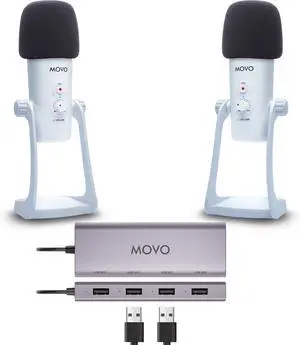 2-Person USB Podcast Bundle 2 Condenser Mics, and USB Hub (White) 2-Person USB Podcast Bundle 2 Condenser Mics, and USB Hub (White)
