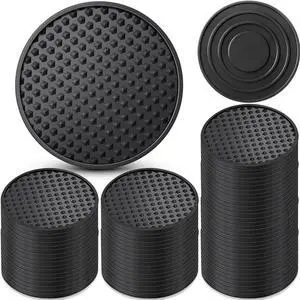 84 Pack Silicone Coasters for Drinks Nonslip Silicone Drink Coasters Cold Hot Heat Resistant for Table Tabletop Coffee Bar (Black) 84 Pack Silicone Coasters for Drinks Nonslip Silicone Drink Coasters Cold Hot Heat Resistant for Table Tabletop Coffee Bar (Black)