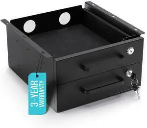 Under Desk Drawer Slide-Out Lockable Metal Storage Drawers with Cable Management for Office & Home (Double, Non-Bracketed) Under Desk Drawer Slide-Out Lockable Metal Storage Drawers with Cable Management for Office & Home (Double, Non-Bracketed)
