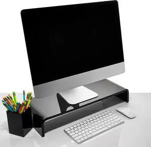 Acrylic Monitor Stand with Matching Pen Holder, 12mm Thick Clear Acrylic Monitor Riser, Laptop Stand for Home, Office, and Work. Computer Desk Riser with Keyboard Storage for LCD LED TV Screen (Black) Acrylic Monitor Stand with Matching Pen Holder, 12mm Thick Clear Acrylic Monitor Riser, Laptop Stand for Home, Office, and Work. Computer Desk Riser with Keyboard Storage for LCD LED TV Screen (Black)