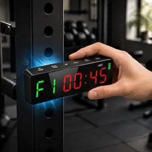 Gym Clock Workout Timer Clock for Home Gym, 7-Inch LED Gym Exercise Interval Timer with Strong Magnet, Rechargeable Battery, 5-Level Brightness for HIIT, Tabata, Boxing & Garage Workouts Gym Clock Workout Timer Clock for Home Gym, 7-Inch LED Gym Exercise Interval Timer with Strong Magnet, Rechargeable Battery, 5-Level Brightness for HIIT, Tabata, Boxing & Garage Workouts