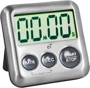 Elegant Digital Kitchen Timer Stainless Steel - Loud Alarm - Model Charcoal Elegant Digital Kitchen Timer Stainless Steel - Loud Alarm - Model Charcoal