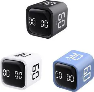 Productivity Timer Flip Gravity Sensor Cube Timer Countdown & Countup,Mute & Vibrate & Sound5/10/30/60min & Custom Timing, Perfect for ADHD,Work,Learning,Kitchen Cooking (3, Black+White+Blue) Productivity Timer Flip Gravity Sensor Cube Timer Countdown & Countup,Mute & Vibrate & Sound5/10/30/60min & Custom Timing, Perfect for ADHD,Work,Learning,Kitchen Cooking (3, Black+White+Blue)
