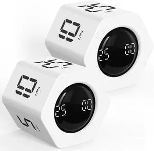 Rotating Pomodoro Timer 5, 25, 10 30,60 Mins Preset Stopwatch, Desk Flip ProductivityTimer, ADHD Tool Hexagon, Vibration/Mute/Alarm, for Work, Study, Back to School, Kitchen, 2 Pack White Rotating Pomodoro Timer 5, 25, 10 30,60 Mins Preset Stopwatch, Desk Flip ProductivityTimer, ADHD Tool Hexagon, Vibration/Mute/Alarm, for Work, Study, Back to School, Kitchen, 2 Pack White