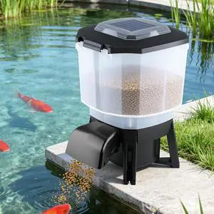 Solar Automatic Fish Feeder for Pond, Big Tank Auto Outdoor Koi Fish Feeder Solar Automatic Fish Feeder for Pond, Big Tank Auto Outdoor Koi Fish Feeder