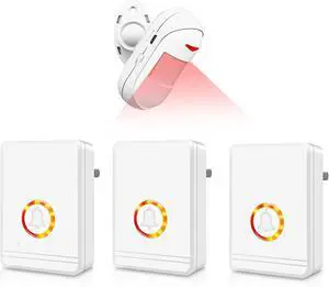 Wireless Motion Sensor Alarm, Door Buzzer for Business Entry, Entry Alert Chime for Business,48Melodies & 600FT Range, for Home Doorway/Store Entrance/Pet Monitor, 1 PIR Detector + 3 Receiver Wireless Motion Sensor Alarm, Door Buzzer for Business Entry, Entry Alert Chime for Business,48Melodies & 600FT Range, for Home Doorway/Store Entrance/Pet Monitor, 1 PIR Detector + 3 Receiver