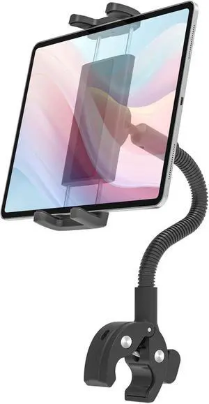 Gooseneck Tablet Holder for Treadmill and Peloton Bike Fit 4-13" iPad & Phone, Universal Clamp Mount with Flexible Arm for Spin Bike, Indoor Exercise Bicycle, Wheelchair, Stroller Handlebar Gooseneck Tablet Holder for Treadmill and Peloton Bike Fit 4-13" iPad & Phone, Universal Clamp Mount with Flexible Arm for Spin Bike, Indoor Exercise Bicycle, Wheelchair, Stroller Handlebar