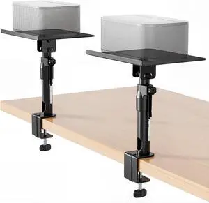 Clamp-on Speaker Stand Pair Heavy-Duty Desktop Speaker Mount Black Clamp-on Speaker Stand Pair Heavy-Duty Desktop Speaker Mount Black