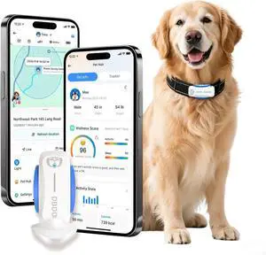 Smart Dog GPS Tracker (White) - Real-Time Location Finder with Virtual Fence, AI Health Monitor & Waterproof Design for Escape Artists, Medium to Large Dogs (30lbs+), iOS & Android Smart Dog GPS Tracker (White) - Real-Time Location Finder with Virtual Fence, AI Health Monitor & Waterproof Design for Escape Artists, Medium to Large Dogs (30lbs+), iOS & Android