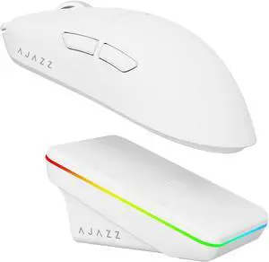 AJ200 Wireless Mouse, Tri-Mode (2.4G/Bluetooth/Wired) with Voice AI Assistant, 63g Lightweight Skeleton Structure, PAW3311 24000 DPI, 1K Polling Rate, 500mAh Battery, RGB Magnetic Charging Base, White AJ200 Wireless Mouse, Tri-Mode (2.4G/Bluetooth/Wired) with Voice AI Assistant, 63g Lightweight Skeleton Structure, PAW3311 24000 DPI, 1K Polling Rate, 500mAh Battery, RGB Magnetic Charging Base, White