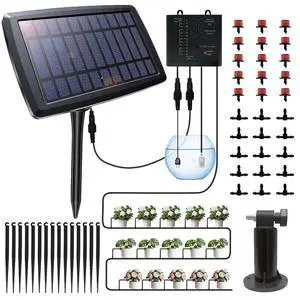 Solar Irrigation System for Garden, Solar Drip Irrigation System Automatic Drip Irrigation Kits with Irrigation Timer, Solar Powered Garden Watering System for Balcony, Vacation Plant Care Solar Irrigation System for Garden, Solar Drip Irrigation System Automatic Drip Irrigation Kits with Irrigation Timer, Solar Powered Garden Watering System for Balcony, Vacation Plant Care