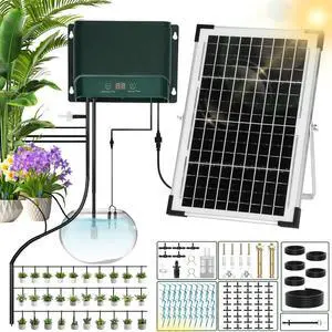 Solar Drip Irrigation System, 10W Auto Watering Kit for 50 Plants Solar Drip Irrigation System, 10W Auto Watering Kit for 50 Plants