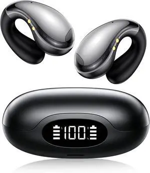 Ultra Open Ear Clip on Ear Buds Wireless Bluetooth with AI Translation Earbuds Real Time 50H Playtime Bone Conduction Headphones for Travel, Meetings (Black) Ultra Open Ear Clip on Ear Buds Wireless Bluetooth with AI Translation Earbuds Real Time 50H Playtime Bone Conduction Headphones for Travel, Meetings (Black)