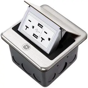 4.8A USB Pop Up Floor Electrical Outlet Cover Box Kit | 20 Amp Chargers Pop Up Floor Waterproof Electrical Outlet Receptacle,Corrosive Resistant Hardware,ETL Listed,Metallic 4.8A USB Pop Up Floor Electrical Outlet Cover Box Kit | 20 Amp Chargers Pop Up Floor Waterproof Electrical Outlet Receptacle,Corrosive Resistant Hardware,ETL Listed,Metallic