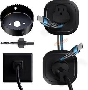 in-Wall Cable Management Kit for Wall Mounted TV - White Power & Low Voltage Cord Hider with Hole Saw, Extension Cord & Splitter - Hide TV Wires Behind Walls for Clean Home Theater & Gaming Setup in-Wall Cable Management Kit for Wall Mounted TV - White Power & Low Voltage Cord Hider with Hole Saw, Extension Cord & Splitter - Hide TV Wires Behind Walls for Clean Home Theater & Gaming Setup