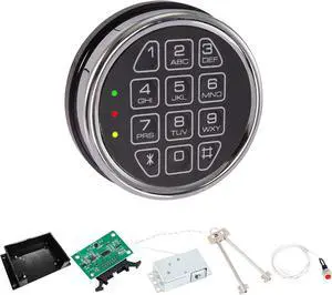 Electronic Gun Safe Lock Replacement Digital Keypad with Solenoid Lock Mechanism, Chrome/Black Finish, 14-Pin Design, Circuit Board, Reset Cable, and 2 Override Keys DIY Installation Electronic Gun Safe Lock Replacement Digital Keypad with Solenoid Lock Mechanism, Chrome/Black Finish, 14-Pin Design, Circuit Board, Reset Cable, and 2 Override Keys DIY Installation