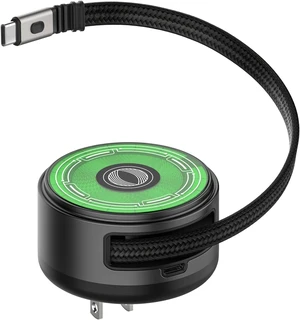 65W GaN USB C Charger with Retractable Cable Qi2 Wireless Charger 65W GaN USB C Charger with Retractable Cable Qi2 Wireless Charger