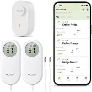 WiFi Refrigerator Thermometer with Freezer Alarm, App Email Buzzer Alerts, Power Outage Alert & 168H Data Recall, 2 Sensors, Ultra-Flat Probe, Remote Temperature Monitor for Home Kitchen WiFi Refrigerator Thermometer with Freezer Alarm, App Email Buzzer Alerts, Power Outage Alert & 168H Data Recall, 2 Sensors, Ultra-Flat Probe, Remote Temperature Monitor for Home Kitchen