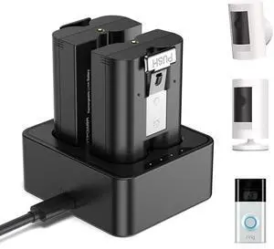 2 Pack Replacement Battery for Ring Doorbell, 6040mAh Rechargeable Camera Batteries with Charger Station for Ring Video Doorbell 2/3/3 Plus/4, Spotlight Cam, Stick Up Cam and Peephole Cam 2 Pack Replacement Battery for Ring Doorbell, 6040mAh Rechargeable Camera Batteries with Charger Station for Ring Video Doorbell 2/3/3 Plus/4, Spotlight Cam, Stick Up Cam and Peephole Cam