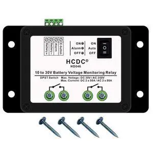 10-30V DC Voltage Monitoring DPST Relay Module, Low Voltage Disconnect LVD for 12V 18V 24V Battery, Load 80Amp/AC250V or 50Amp/DC30V 10-30V DC Voltage Monitoring DPST Relay Module, Low Voltage Disconnect LVD for 12V 18V 24V Battery, Load 80Amp/AC250V or 50Amp/DC30V