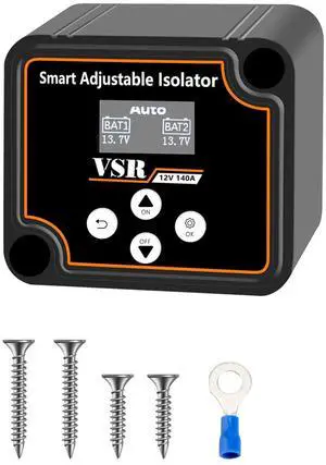 Adjustable Dual Battery Isolator with Voltage Display, 12V 140Amp Voltage Sensitive Relay Smart Battery Isolator, Delay Setting, for Car Truck RV Marine Adjustable Dual Battery Isolator with Voltage Display, 12V 140Amp Voltage Sensitive Relay Smart Battery Isolator, Delay Setting, for Car Truck RV Marine