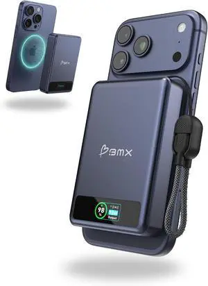 BMX 10K Semi-Solid Power Bank, 10000mAh (Blue) | Semi-Solid State safety; 10,000mAh MagSafe-compatible Qi2 15W for iPhone 17/16/15/14/13/12; 30W dual USB-C; full-color LCD BMX 10K Semi-Solid Power Bank, 10000mAh (Blue) | Semi-Solid State safety; 10,000mAh MagSafe-compatible Qi2 15W for iPhone 17/16/15/14/13/12; 30W dual USB-C; full-color LCD
