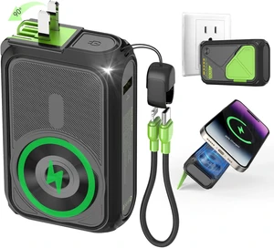P05 Portable Charger Small Magnetic Power Bank, 20000mAh Travel Essential with Built-in Cable & Foldable Wall Plug for iPhone, Samsung & Android P05 Portable Charger Small Magnetic Power Bank, 20000mAh Travel Essential with Built-in Cable & Foldable Wall Plug for iPhone, Samsung & Android