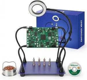 Helping Hands Soldering Station - Soldering Iron Kit w/Clamp, 5X Magnifying Glass & LED Light, 4 Flexible Arms, Heavy Duty Base, PCB Holder, Third Hand Soldering Tool for Electronic Repair & Jewelry Helping Hands Soldering Station - Soldering Iron Kit w/Clamp, 5X Magnifying Glass & LED Light, 4 Flexible Arms, Heavy Duty Base, PCB Holder, Third Hand Soldering Tool for Electronic Repair & Jewelry