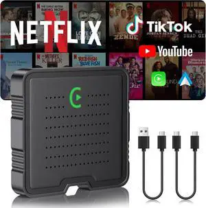 2-in-1 Wireless CarPlay Adapter for Streaming Netflix/YouTube/TikTok/TF Card, 2025 Magic Video AI Box & Android Auto Dongle, Plug & Play, Fit with iPhone 8+/iOS10+/Android 11+ 2-in-1 Wireless CarPlay Adapter for Streaming Netflix/YouTube/TikTok/TF Card, 2025 Magic Video AI Box & Android Auto Dongle, Plug & Play, Fit with iPhone 8+/iOS10+/Android 11+