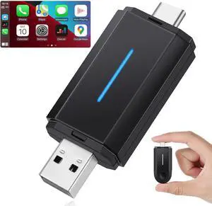 2 in 1 Wireless Carplay Adapter for CarPlay & Android Auto, USB A & USB C Dongle Converts Wired to Wireless, Compatible with Cars from 2016, Plug & Play 2 in 1 Wireless Carplay Adapter for CarPlay & Android Auto, USB A & USB C Dongle Converts Wired to Wireless, Compatible with Cars from 2016, Plug & Play