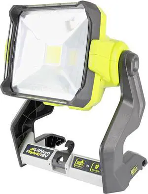 Ryobi P721 One+ 1,800 Lumen 18V Hybrid AC and Lithium Ion Powered Flat Standing LED Work Light with Onboard Mounting Options (Battery and Extension Cord Not Included, Light Only) Ryobi P721 One+ 1,800 Lumen 18V Hybrid AC and Lithium Ion Powered Flat Standing LED Work Light with Onboard Mounting Options (Battery and Extension Cord Not Included, Light Only)