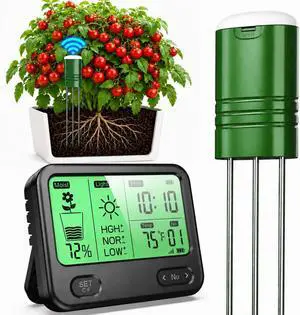 Soil Moisture Meter for Plants,4-in-1 Wireless Soil Tester,Soil Thermometer/Moisture/Sunlight Time,Large Screen,Indoor/Outdoor Plant Water Meter,Garden Soil Test Kit for Lawn,Farm,Houseplants Soil Moisture Meter for Plants,4-in-1 Wireless Soil Tester,Soil Thermometer/Moisture/Sunlight Time,Large Screen,Indoor/Outdoor Plant Water Meter,Garden Soil Test Kit for Lawn,Farm,Houseplants