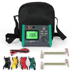 Earth Resistance Tester 0.03-2000 Soil Resistivity Meter, Upgraded Digital Earth Ground Resistance Tester 2/3 Wire Measurement AC/DC Voltage Meter with Batteries,Tool Bag Earth Resistance Tester 0.03-2000 Soil Resistivity Meter, Upgraded Digital Earth Ground Resistance Tester 2/3 Wire Measurement AC/DC Voltage Meter with Batteries,Tool Bag