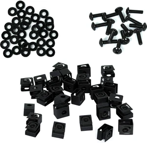 Hardware 50 Pack Black Cage Nuts 10-32 - 3/4" Screws & Washers - for Rack Mount Server Audio Cabinets Hardware 50 Pack Black Cage Nuts 10-32 - 3/4" Screws & Washers - for Rack Mount Server Audio Cabinets