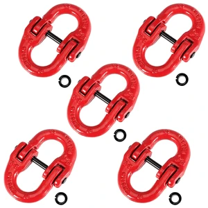 5 Pack 3/8 Inch Coupling Link, Grade 80 Alloy Steel Hammer Lock Chain Connector, Hammerlock Coupler, 7100 Lbs Working Load Limit, Red 5 Pack 3/8 Inch Coupling Link, Grade 80 Alloy Steel Hammer Lock Chain Connector, Hammerlock Coupler, 7100 Lbs Working Load Limit, Red