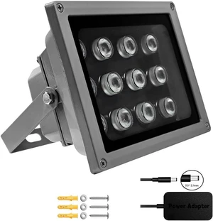 12-LED IR Illuminator,Long Range Flood Light for Security Cam& VR w/Adapter 12-LED IR Illuminator,Long Range Flood Light for Security Cam& VR w/Adapter